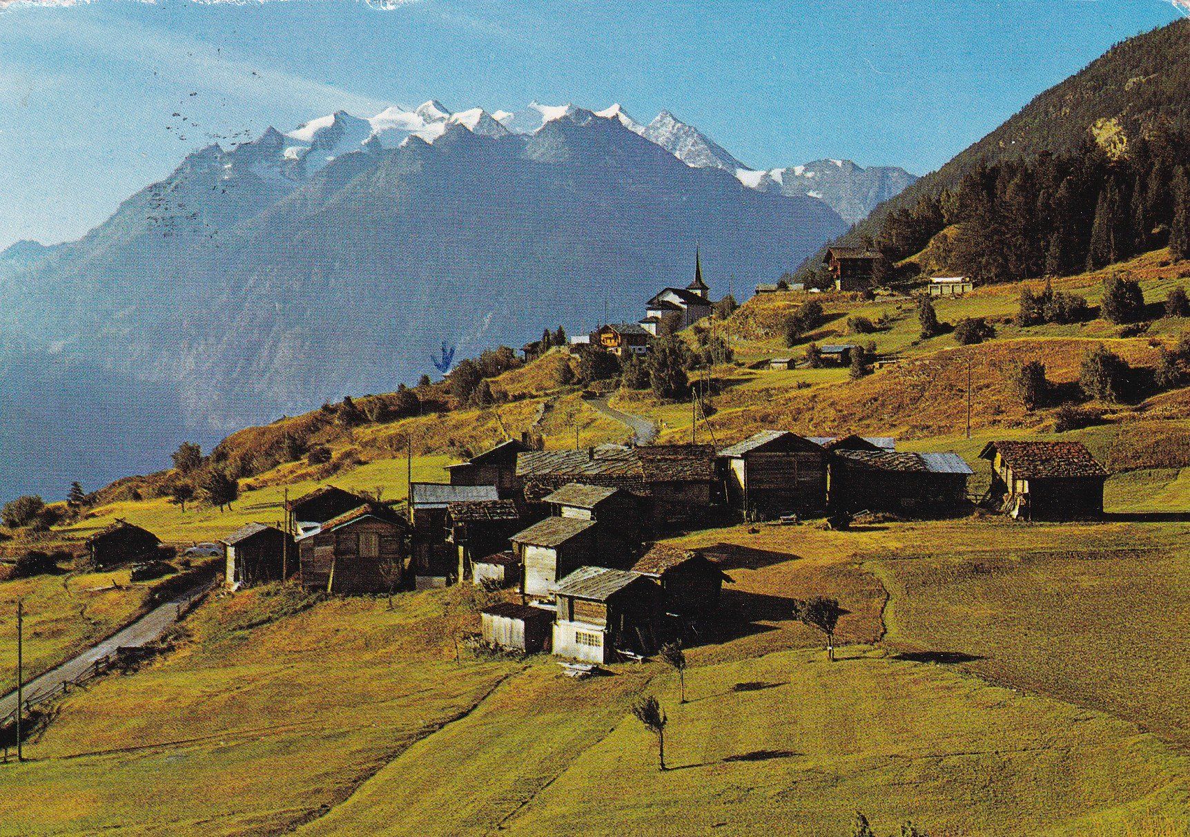 Cartes postales: Zeneggen Wallis Mischabelgruppe 1975 – Défectueux à Cormoret par Pascalll2001