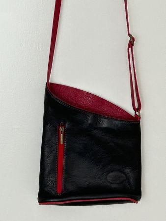 Leder Tasche schwarz/dunkelrot