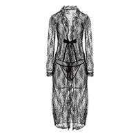 Sexy Spitzen-Negligé, Peignoir Schwarz M, L, XL
