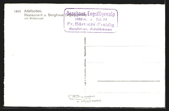 Cartoline postali: Adelboden, Restaurant und Berghaus Engst – Usato da Berlin venduto da bartko-reher 1