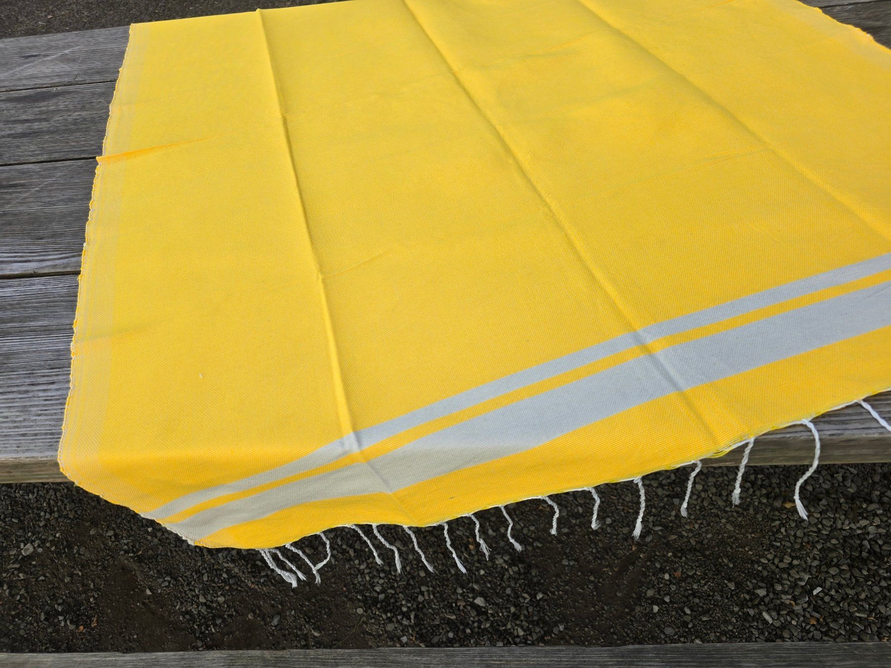 Badetücher: Fouta: Hammamtuch sonnengelb/blanc cassé-ANGEBOT – Neu (gemäss Beschreibung) aus Romanshorn von Rachacha 2