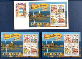 1990 Jersey  ( GB ) FDC Tourismus + Block 5  ** und ET
