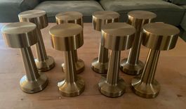 7x Tischlampe Akku LED Metall Messing Optik