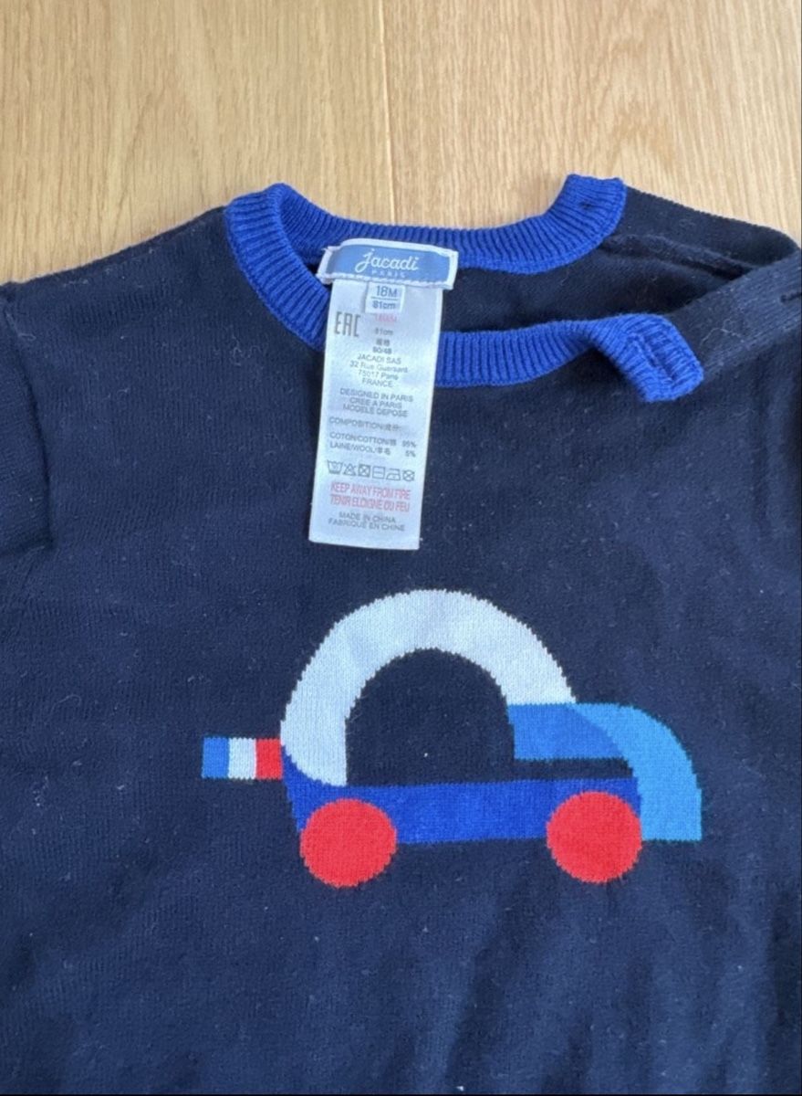 Jacadi Maglioni & Felpe: Warmer Jacadi Pullover mit Auto-Motiv, Grösse 81 – Nuovo (secondo la descrizione) da Sonnental venduto da sop_9scm 1