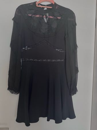 Miu Miu Kleid Schwarz Spitze Chiffon Made in Italy Gr. IT 42