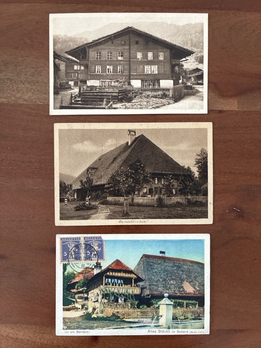 Cartoline postali: 10 Ansichtskarten Schweiz von Diversen Bauernhäusern  – Usato da Oftringen venduto da Cla.vD.74 2