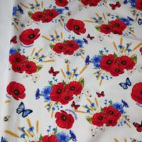 Italienische Baumwolle Jersey 1.65x1.50m Mohnblume & Weizen