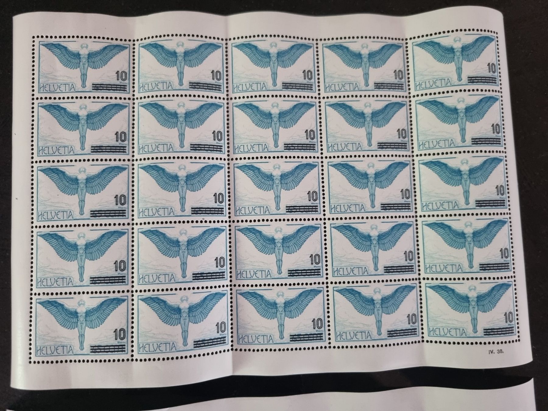 Alle Briefmarken: 1938 : 4 x Nr. F22 im Bogen, postfrisch ** – Neu (gemäss Beschreibung) aus Gümligen von Geniusbuy 1