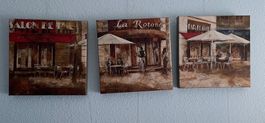 3 Leinwandbilder Bistro Motive guter Zustand