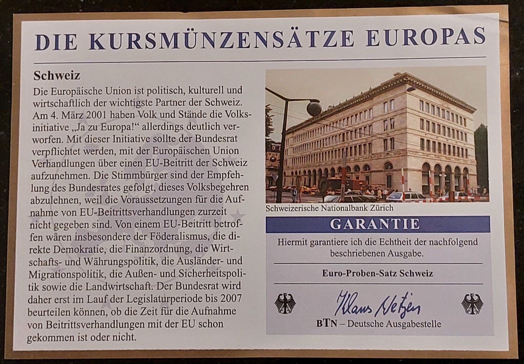 Tutti le monete: 1 Ceros aus Euro Probe Schweiz 2003 – Nuovo (secondo la descrizione) da Arch venduto da coinsandmore 2
