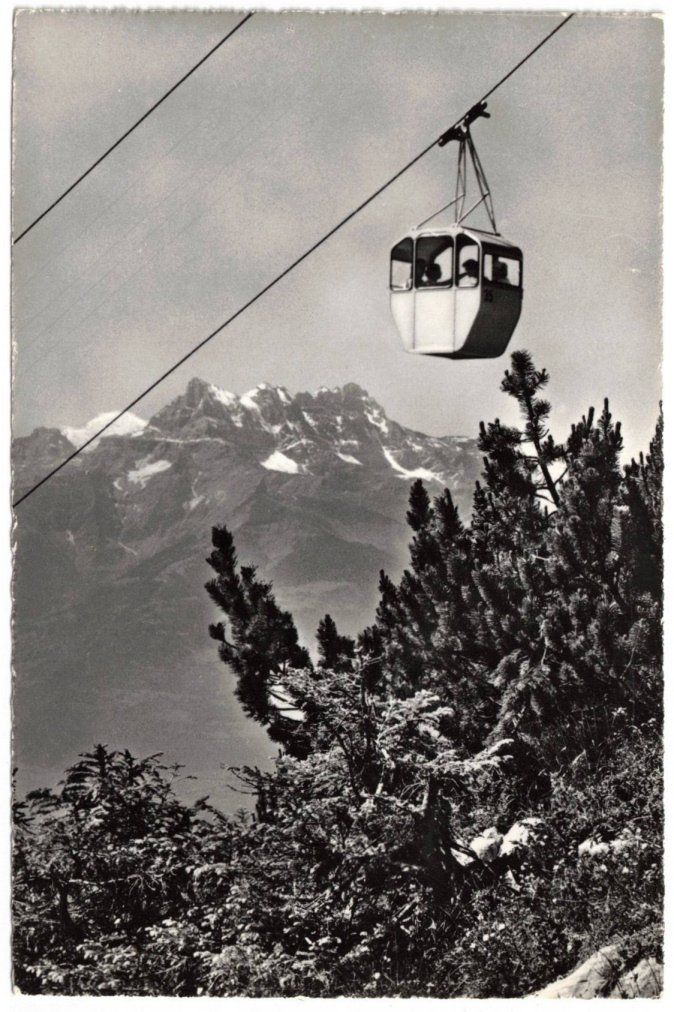 Ansichtskarten: Leysin - Gondelbahn mit mit Dents du Midi – Gebraucht aus Binningen von Mountainrider