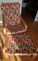 Ikea Sessel Poäng mit Hocker, Bezug Apfelmuster, Top!