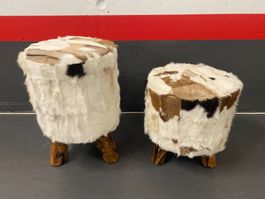Design Hocker aus echtem Fell - 2 Stück