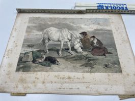 Antike Lithographie "A Highland Group" Seltenes Sammlerstück