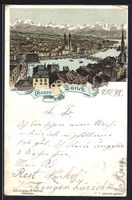 Litho Zürich, Panoramablick in die Berg