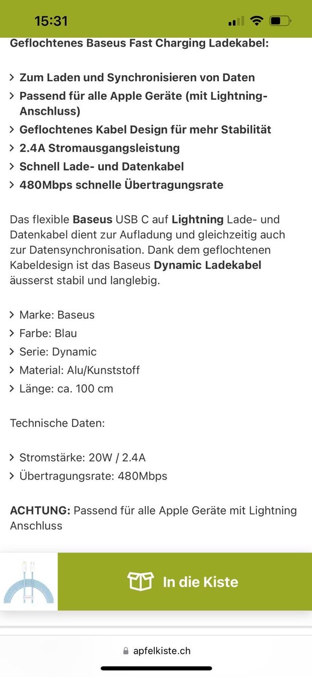 Apple Caricabatterie: Ladekabel iPhone – Nuovo e nell'imballaggio originale da Eichberg venduto da Jaasaa96 2