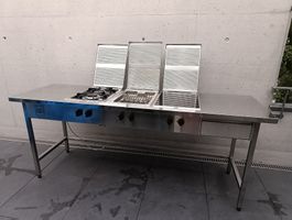 (Outdoor) Kochinsel aus Chromstahl mit Gas, Elektro und Gril