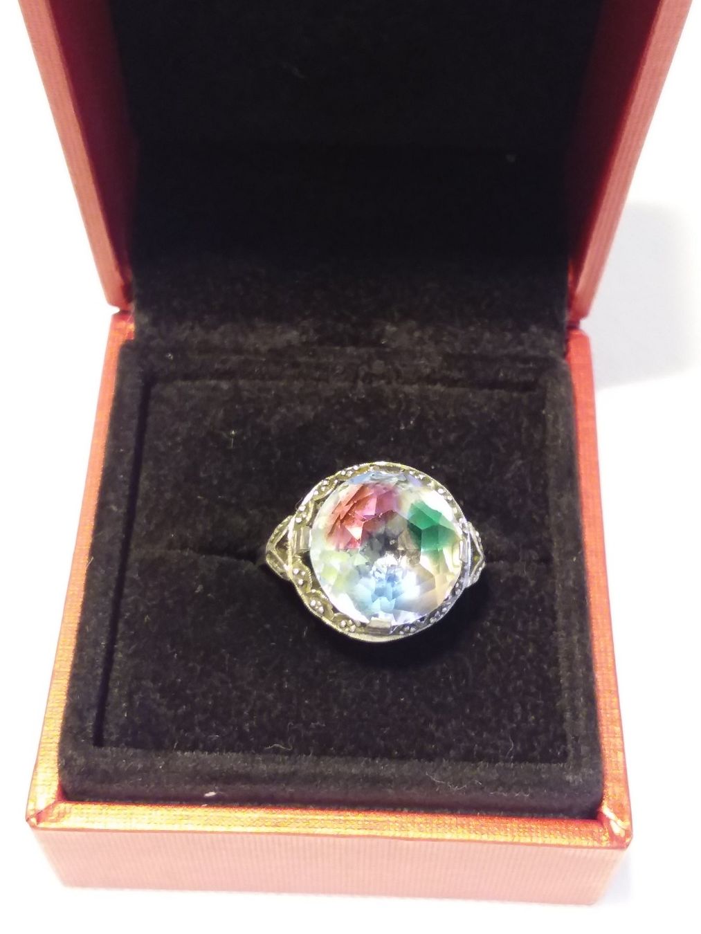 Anelli: Antiker Rheinkiesel/Irisglas 935 Silber Ring, Grösse 52 – Usato da Zürich venduto da philpip 5