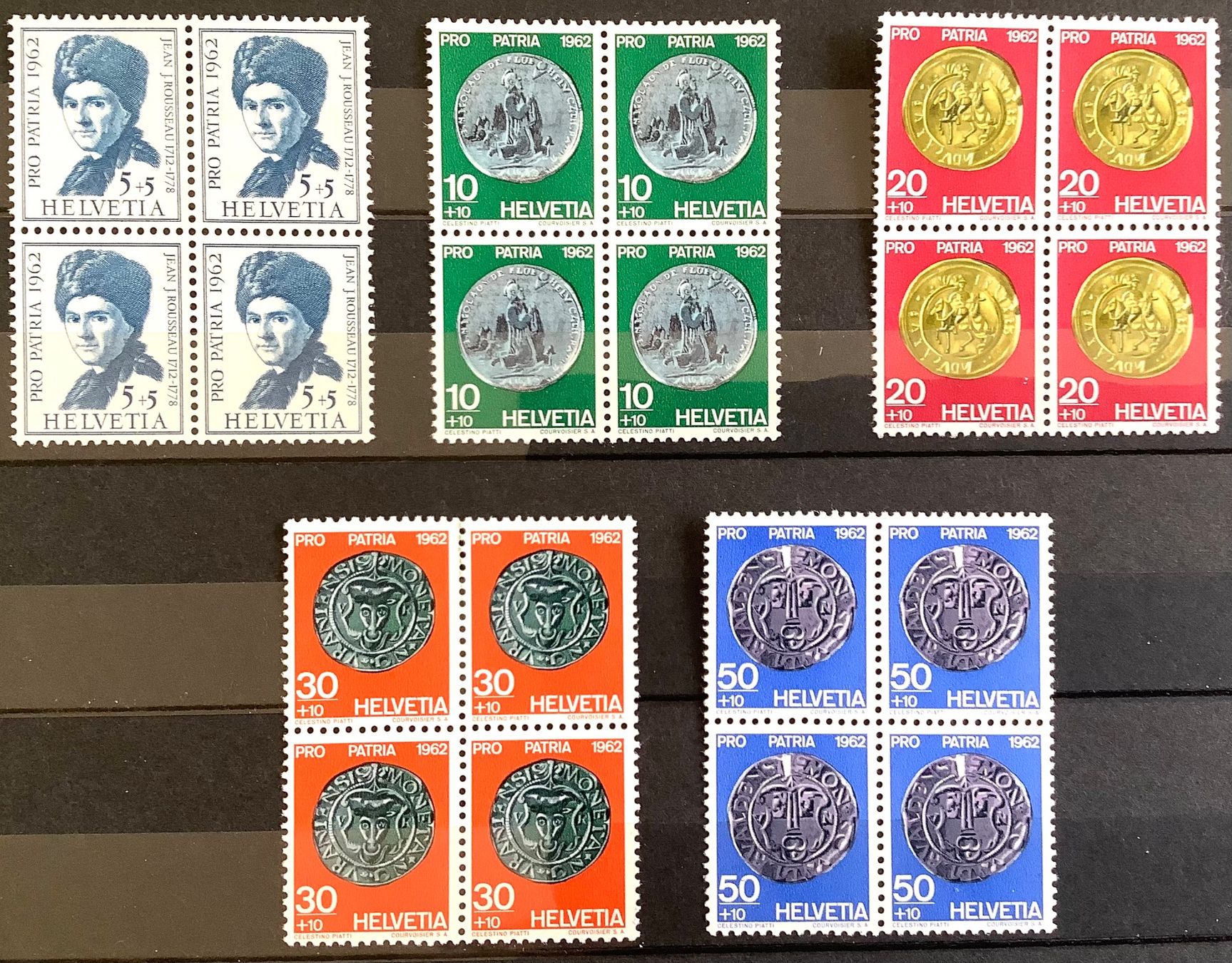 Alle Briefmarken: 1962 Pro  Patria  Viererblöcke Postfrisch  ** – Neu (gemäss Beschreibung) aus Liestal von Pep3
