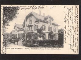 Täuffelen BE , Gasthof zum Bären , Kutsche , gel. 1904