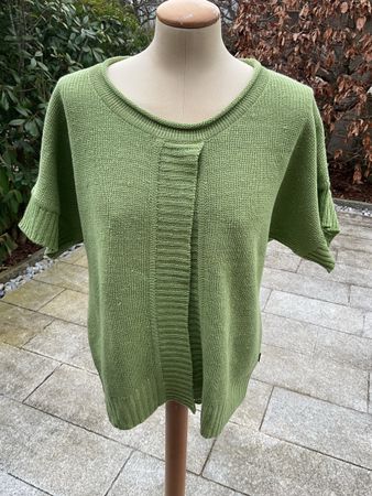 Kurz Arm Linen/Cotton Strick Pullover L Lindengrün