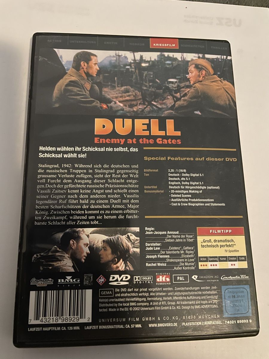 Tutti i DVDs: Duell-Enemy at the Gates – Usato da Winterthur venduto da Cobraforce 1