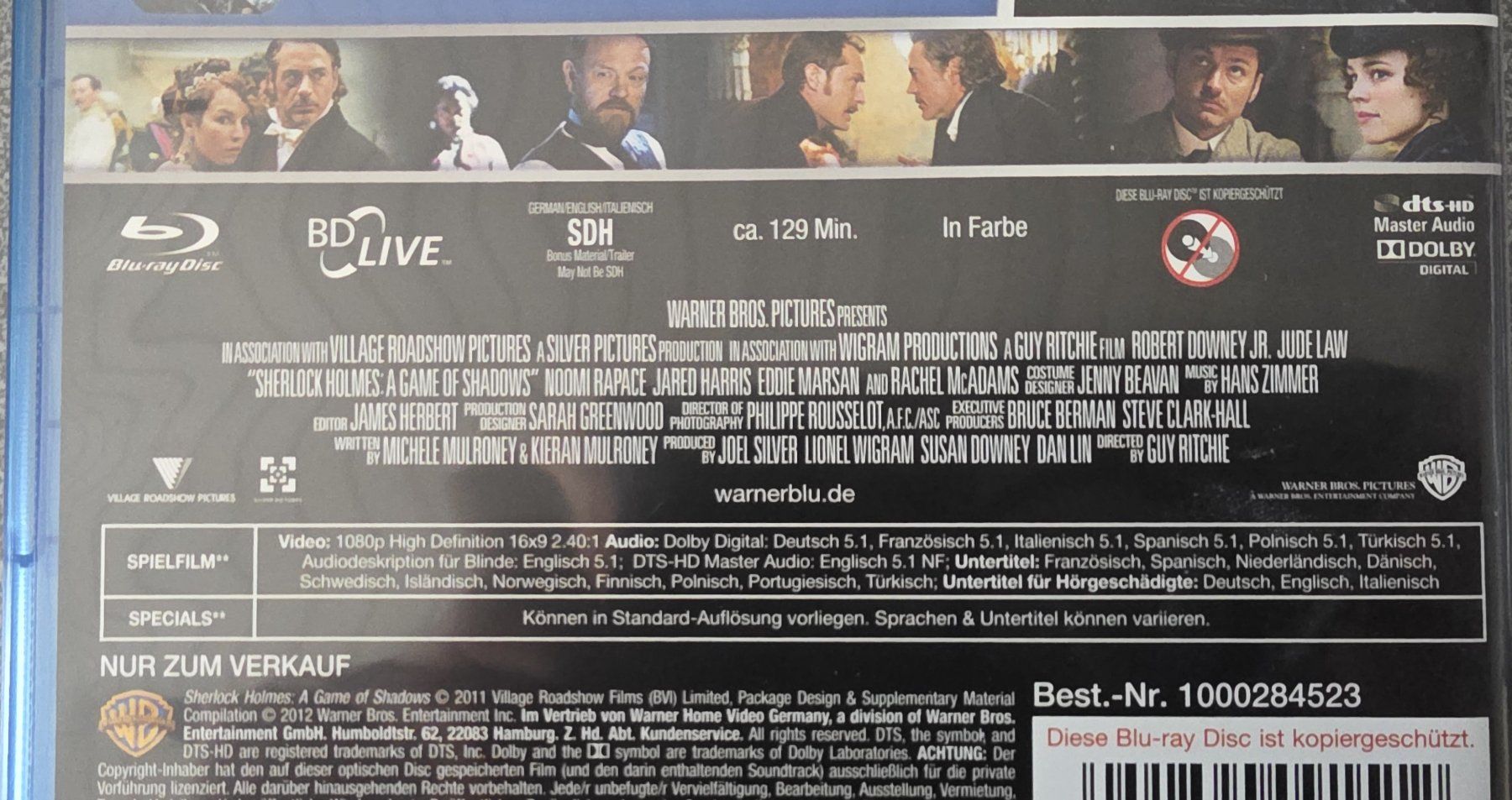 Tous les DVDs: Blu Ray- Sherlock Holmes / Robert Downey JR – D'occasion à Oetwil am See par fineli2 1