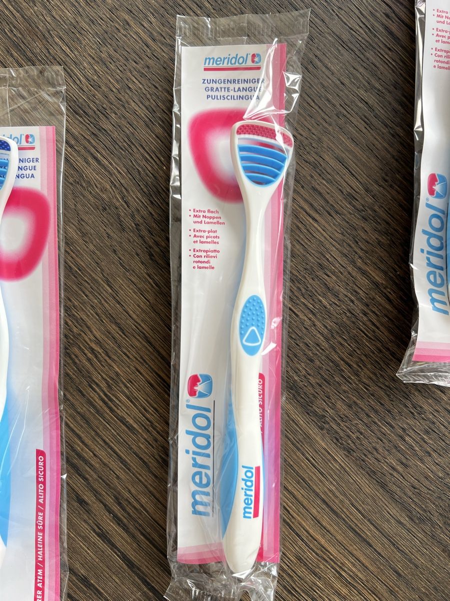 Cura dei denti: Meridol Zungenreiniger – Nuovo e nell'imballaggio originale da Weesen venduto da Elmax1 1