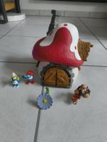 Schlumpf Pilzhaus mit Figuren Set gebrauchter Zustand