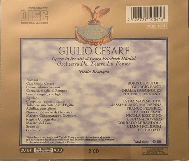CD: Händel - Julius Caesar (Christoff) – Usato da Grüningen venduto da azulamarillo 1