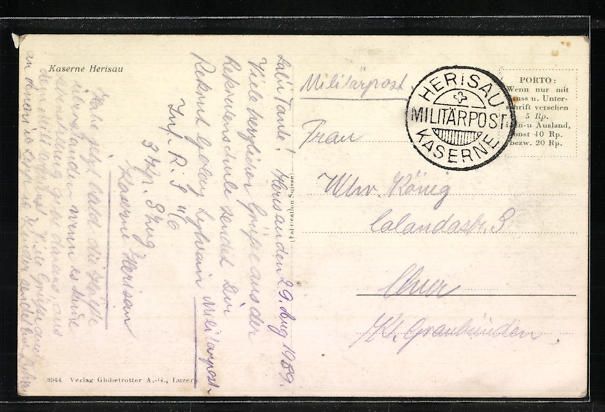 Cartoline postali: AK Herisau, Ortsansicht mit Kaserne – Usato da Berlin venduto da bartko-reher 1