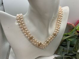 Vintage Perlencollier mit Silberverschluss
