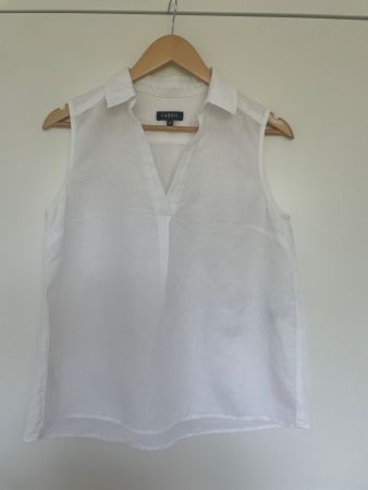 Caroll Paris Leinen Damen Bluse weiss Grösse 38