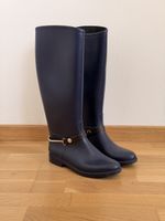 Navy boots, water resistant 