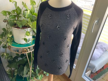 Adorable et neuf pull noir et gris AQUA 100% cachemire, t.XS