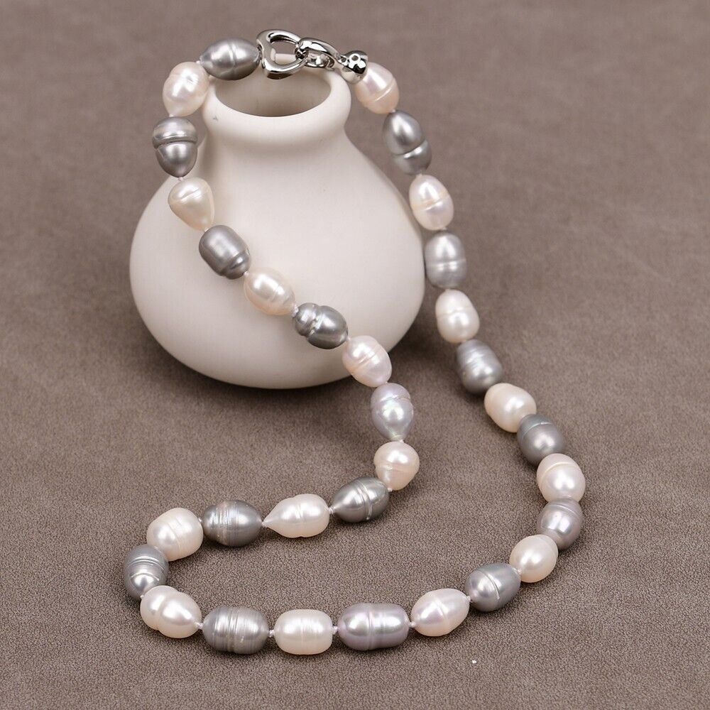 Ketten: Grau Lua Perlen Kette Echt 1cm Collier Perle Vrai Halskette – Neu (gemäss Beschreibung) aus Prilly von ilyria73 1