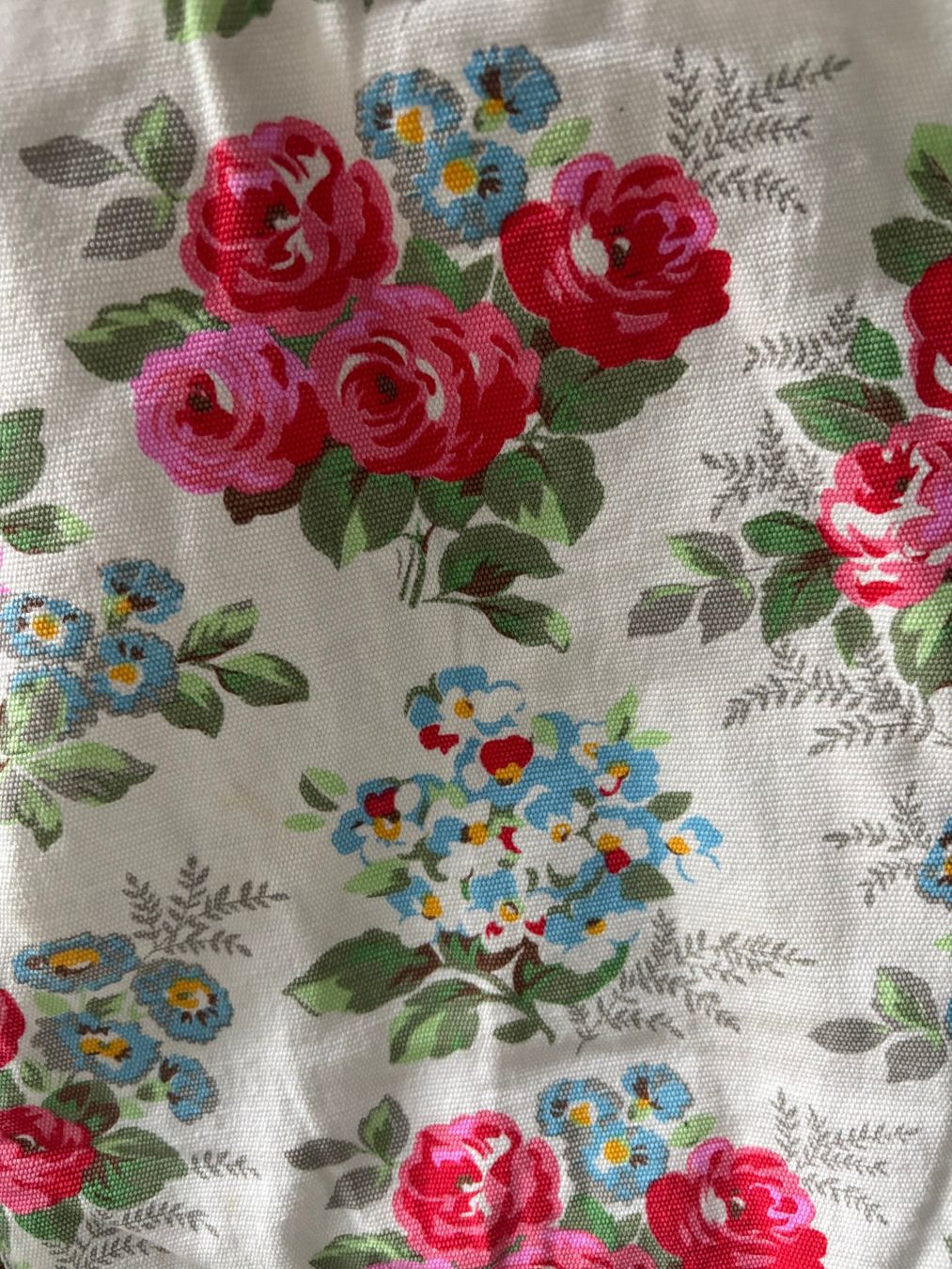 Borse da donna: Schöne Sommertasche mit Blumenmuster und Ledergriff – Usato da Jegenstorf venduto da Hibiscus11 2