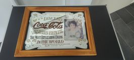 Vintage Coca-Cola Werbespiegel / Barspiegel im Holzrahmen