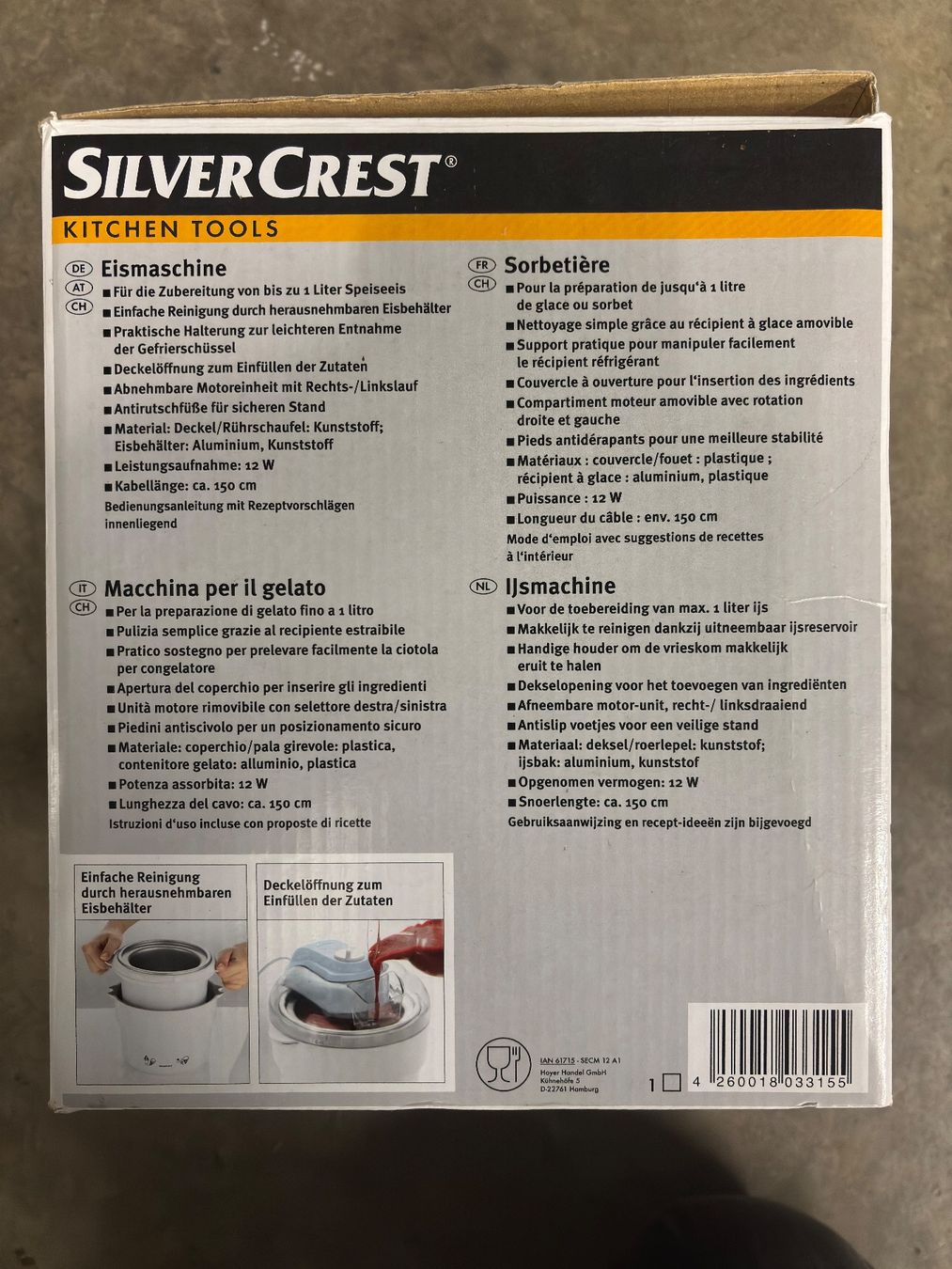 Elettrodomestici da cucina: Eismaschine 1 Liter SilverCrest – Usato da Sonterswil venduto da VD-Service 3