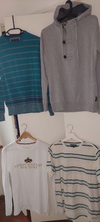 SET 4 pièces M: 3PULLOVER: 1 TOMMY HILFIGER + SHIRT BARBOUR