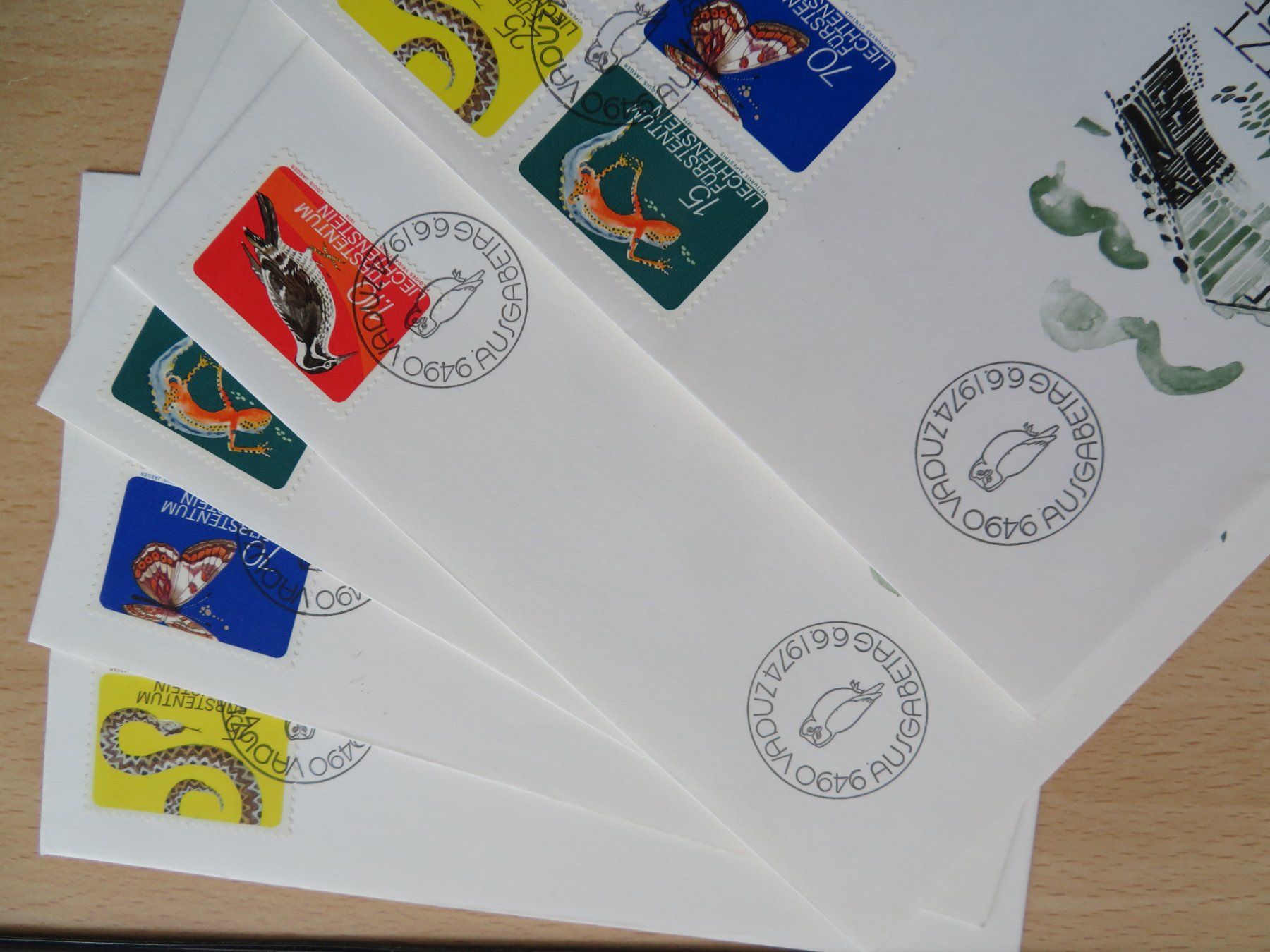 Alle Briefmarken: Liechtenstein FDC 1974 – Gebraucht aus Untereggen von Geobrocki 2