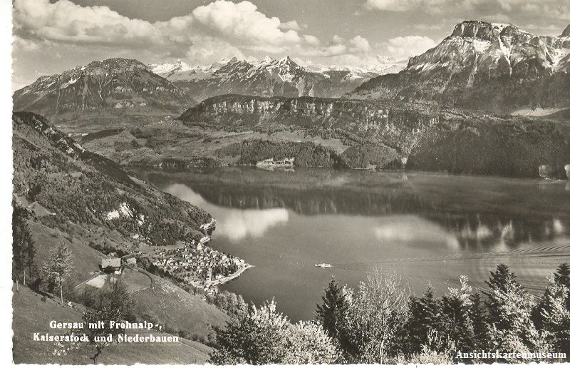 Cartoline postali: Gersau - mit Fronalpstock + c1955 TOP – Usato da Emmenbrücke venduto da teestube