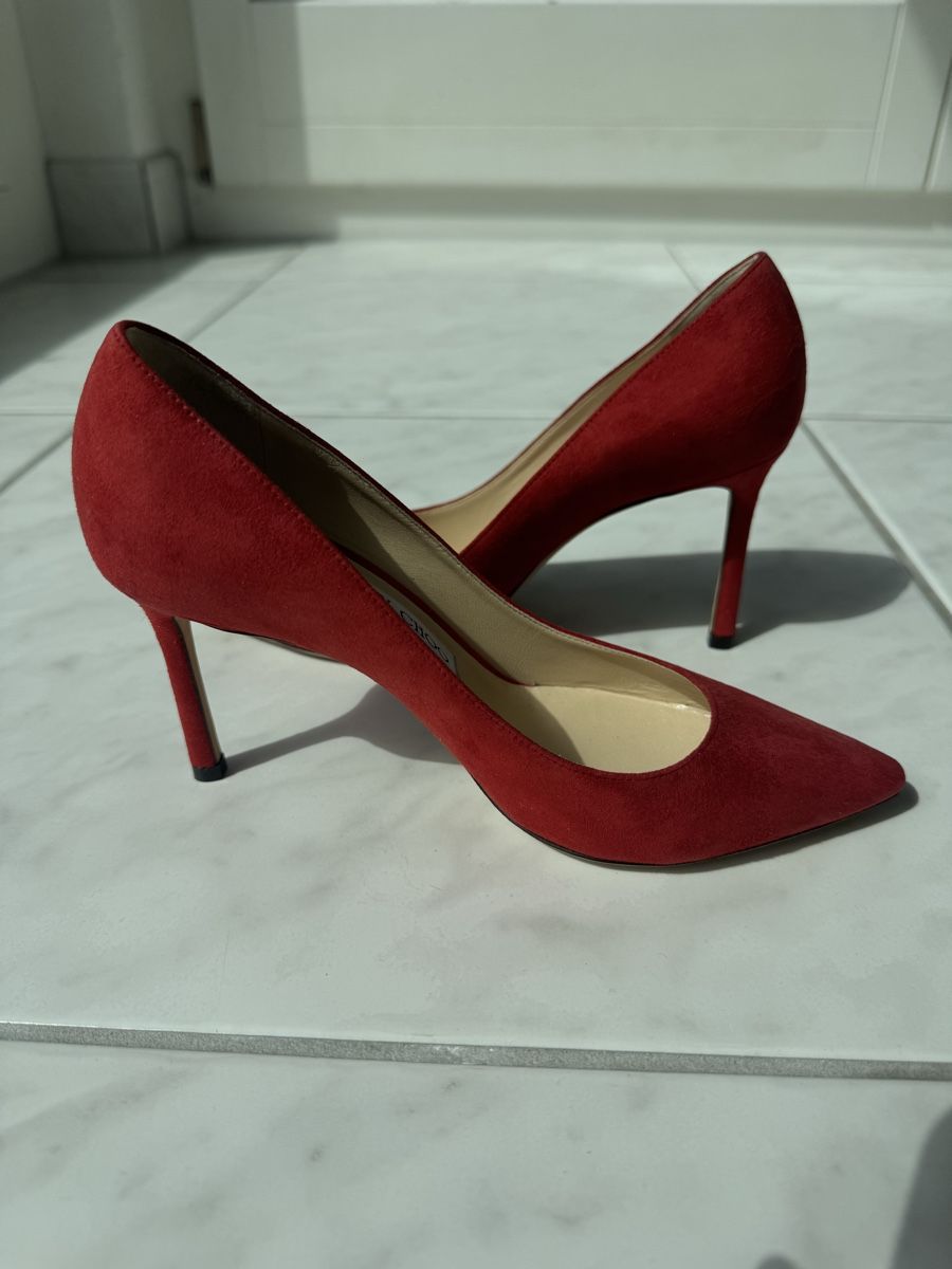 Jimmy Choo Scarpe da donna: Jimmy Choo Romy 85 Red Suede Pumps – Nuovo e nell'imballaggio originale da Uetikon am See venduto da sop_vw5x 3