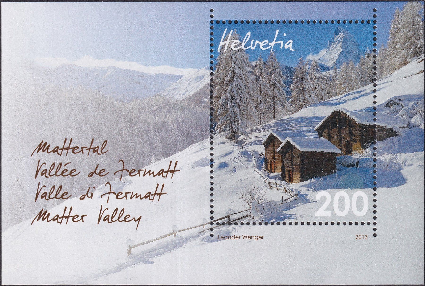 Tutti i francobolli: 2013, Nr.1490 Sonderblock: MATTERTAL postfrisch **. – Usato da Sursee venduto da Luzernerraute