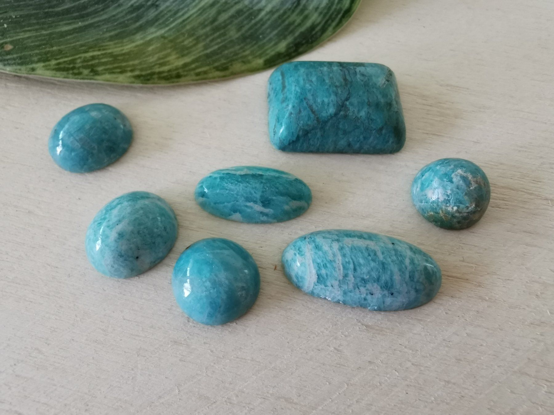 Edelsteine: 7 Stk. verschiedene Amazonit Cabochons / Lager-Sondererkauf – Neu (gemäss Beschreibung) aus Dierikon von Buntspecht-10 5