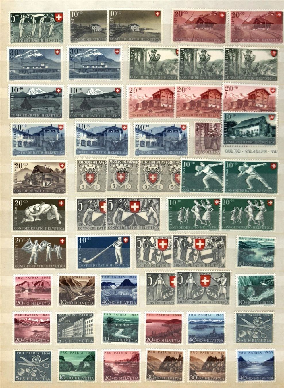 Tutti i francobolli: Pro Patria  SAMMLUNG ** 2 Seiten mit 5 C (PP855) – Nuovo (secondo la descrizione) da Seuzach venduto da Philahits 1