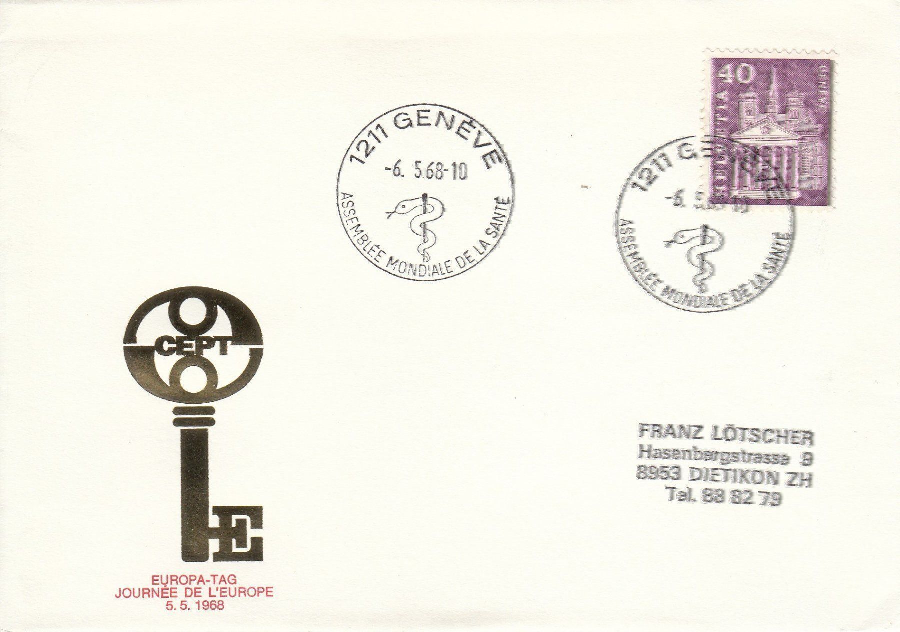 Tutti i francobolli: 1968 362 Europa-Tag Genève – Usato da Spreitenbach venduto da Mustang_1105