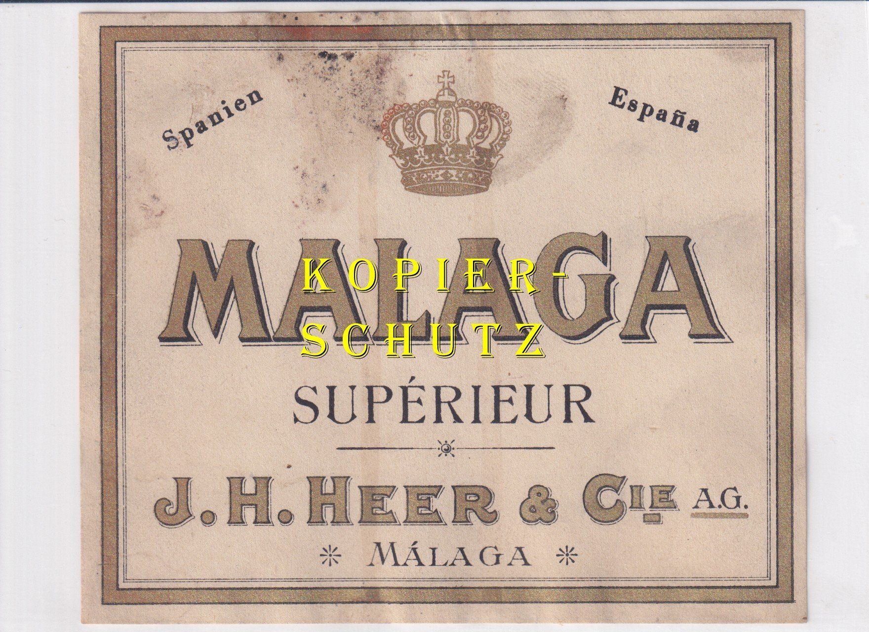 Papiere: Etikette - Malaga supérieur /bd – Gebraucht aus Hombrechtikon von Rudolf07