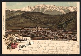 Litho Einsiedeln, Ortsansicht gegen die 