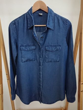 Damen Bluse Bershka Gr. S Blau Denim